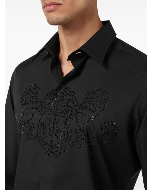Camisa con monograma bordado Billionaire de hombre de color Black