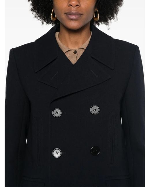 Chloé Black Double-Breasted Virgin Wool Coat