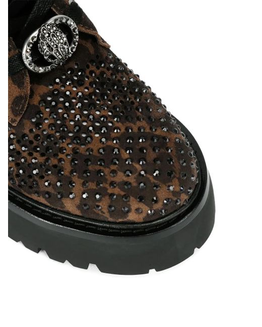 Kurt Geiger Black Chelsea Perf Leopard-print Crystal-embellished Boots