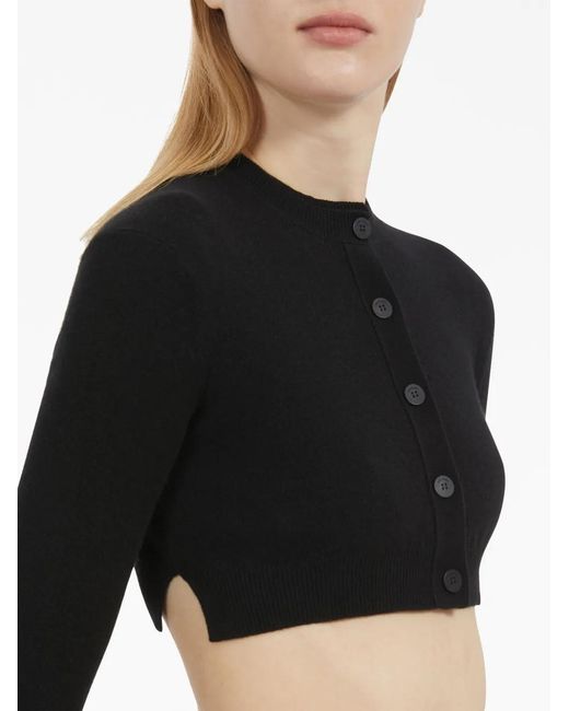 Ferragamo Black Cropped Long-Sleeve Cardigan
