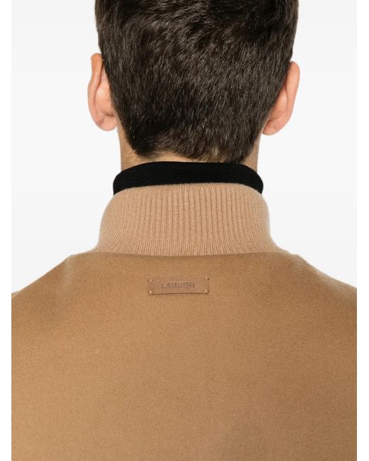 Lardini Natural Button-Up Ribbed-Trim Jacket for men