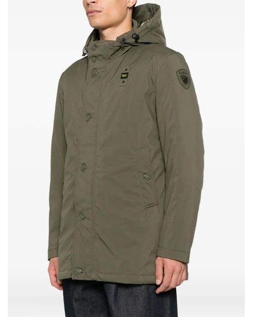 Blauer Green Hooded Button-Fastening Jacket for men
