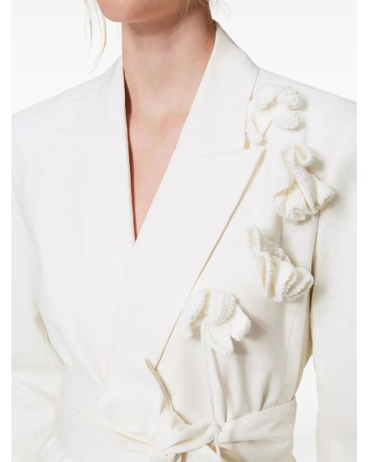 Twinset White Floral-Appliqué Jacket