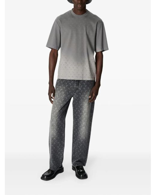 MARINE SERRE Gray Moon-Print Jeans for men