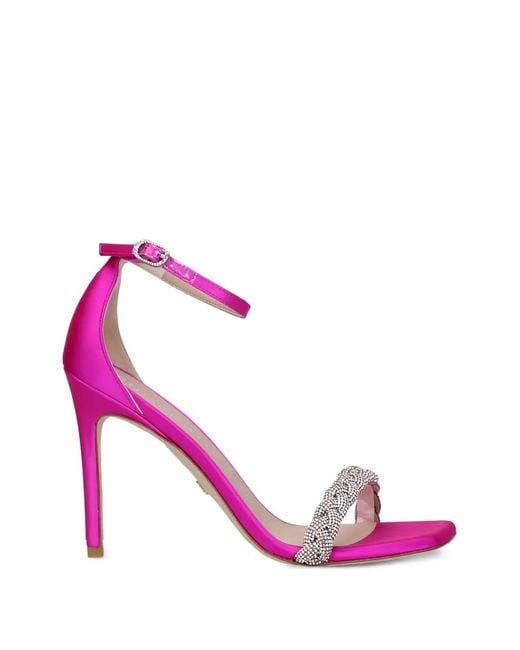 Stuart Weitzman Pink Crystal-Embellished Heeled Sandals