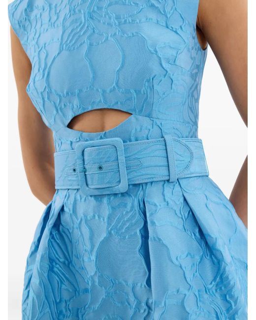 Rebecca Vallance Blue Aegir Cut-Out Belted Midi Dress