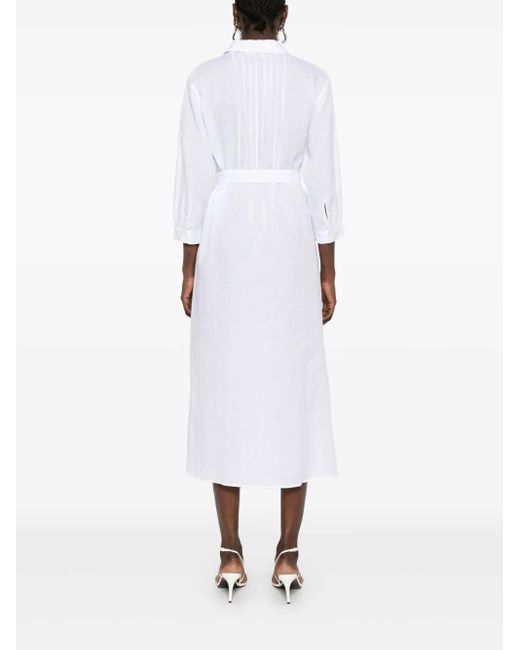 Peserico White Pintuck-Detail Midi Dress