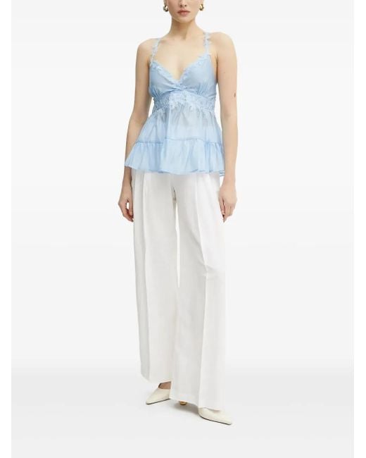 Ermanno Scervino Gelaagde Top Met Afwerking Van Kant in het Blue