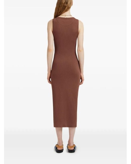 Robe Côtelée À Patch Logo Marni en coloris Brown
