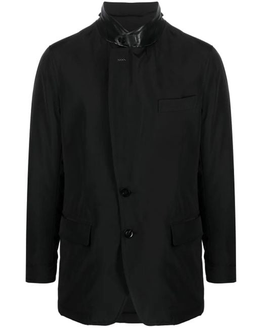 Tom Ford Black Leather-Trim Single-Breasted Blazer for men