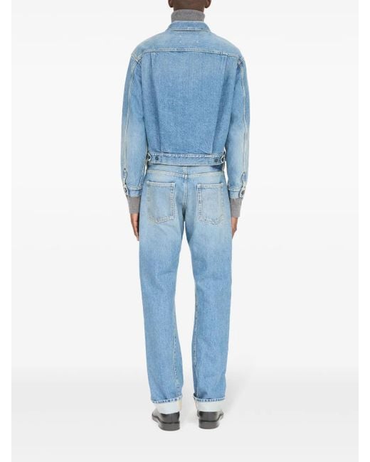 MM6 by Maison Margiela Blue Four-Stitch Denim Jacket for men