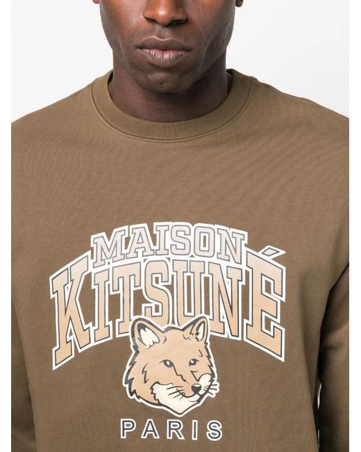 Maison Kitsuné Brown Logo-Print Cotton Sweatshirt for men