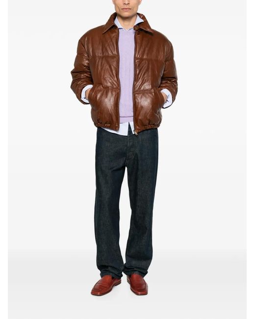 Prada Brown Quilted Leather Jacket for men