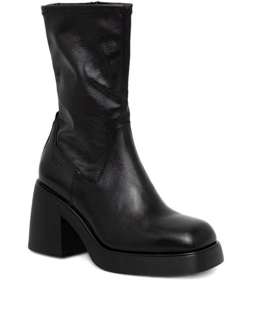 Vagabond Black 87Mm Brooke Leather Block-Heel Boots