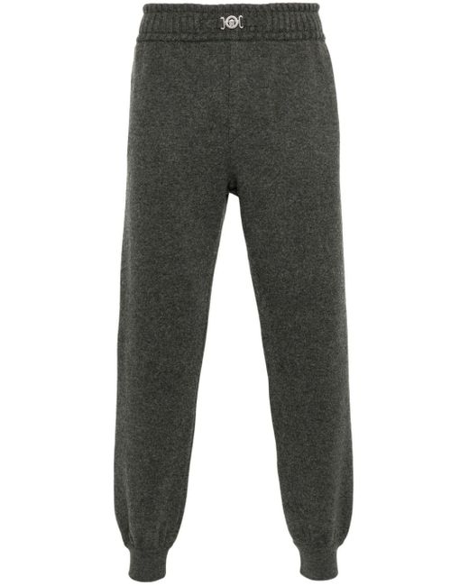 Versace Gray Medusa-plaque Knitted Track Pants for men