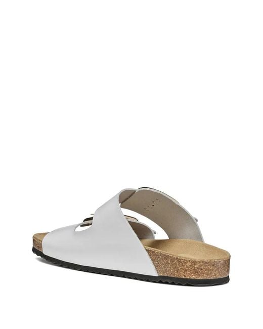 Geox White Buckle-Fastening Slides