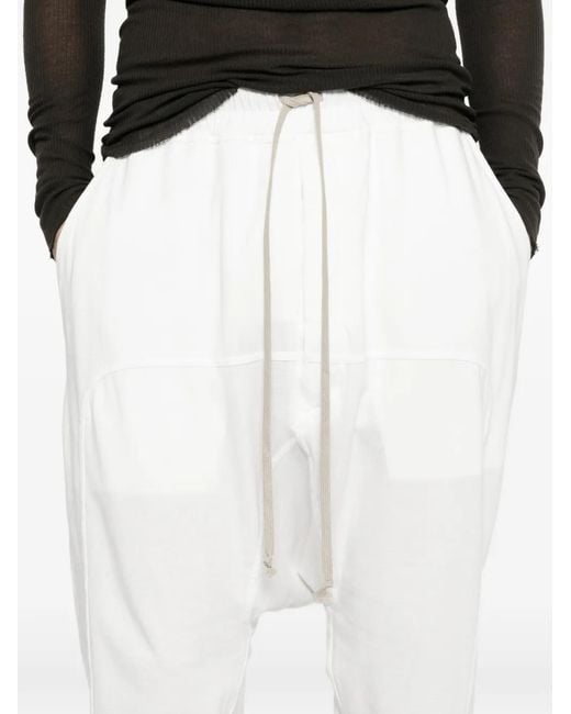 Rick Owens White Prisoner Drawstring Trousers for men