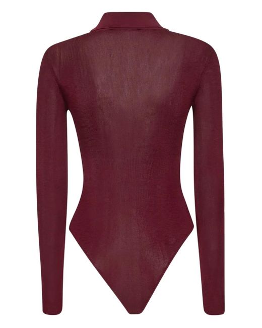 Self-Portrait Red Cotton Bodysuit