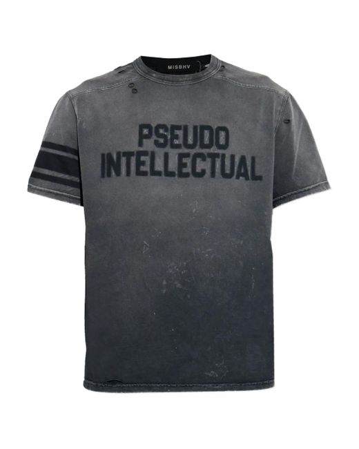 Camiseta con efecto envejecido M I S B H V de hombre de color Black