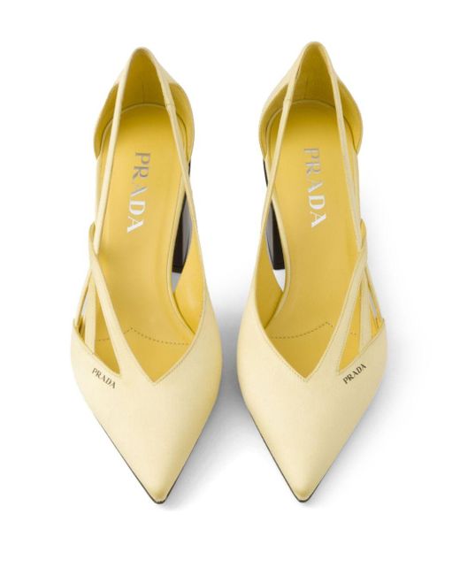 Prada Metallic 55Mm Satin Cut-Out Pumps