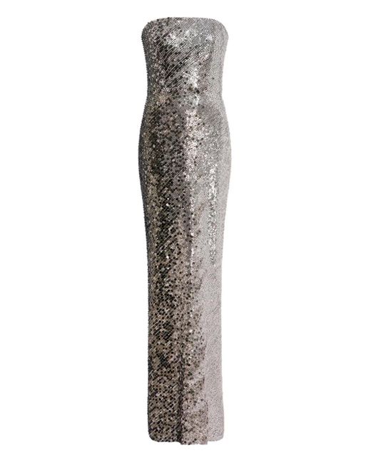 Jenny Packham スパンコール ストラップレス ドレス Metallic