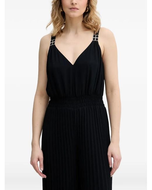 Morgan Black V-Neck Pleated Jumpsuit