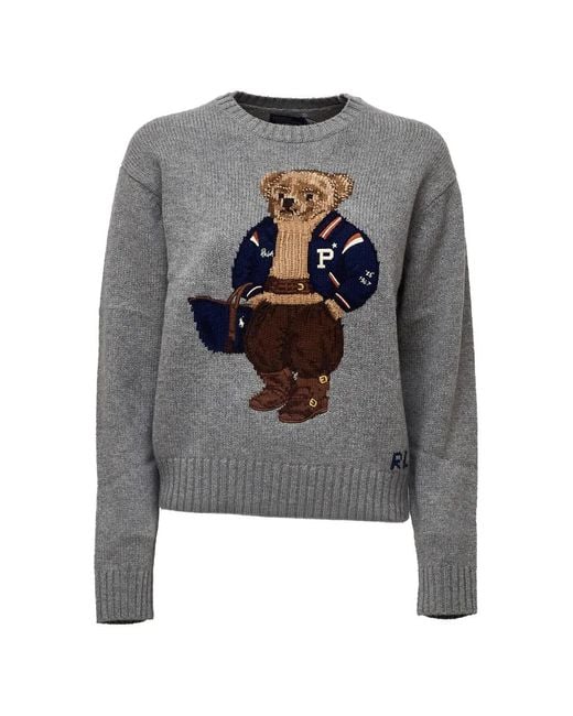 Polo Ralph Lauren Gray Polo Bear Wool-Cashmere Sweater