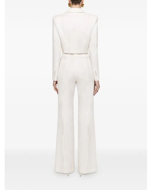 Nissa White Button Cropped Blazer