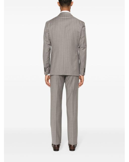 Tagliatore Gray Striped Double-Breasted Suit for men