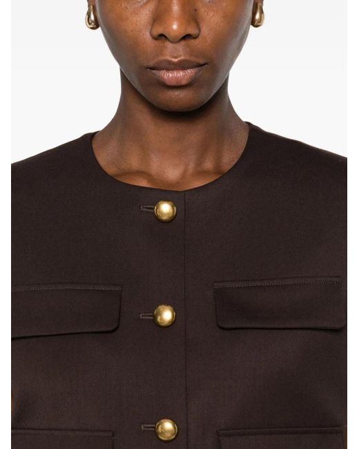 P.A.R.O.S.H. Black Pocket-Detail Buttoned Gilet