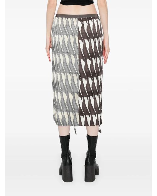 JNBY White Fringed-Edge Midi Skirt