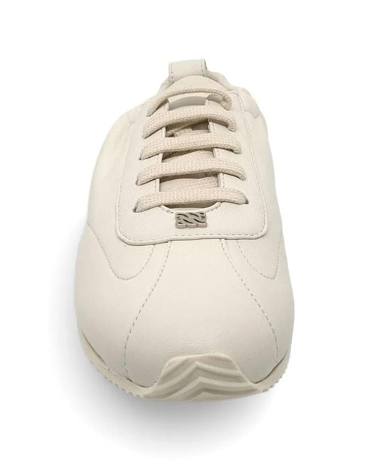 Casadei White Elasticated Leather Sneakers