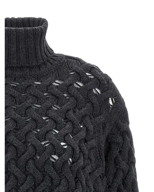 P.A.R.O.S.H. Black Geflochtener Pullover mit Stehkragen