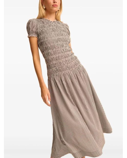 Robe Mi-Longue Froncée À Carreaux Vichy Reformation en coloris Gray