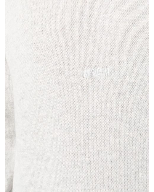 MSGM White Long-Sleeved Knitted Sweatshirt for men