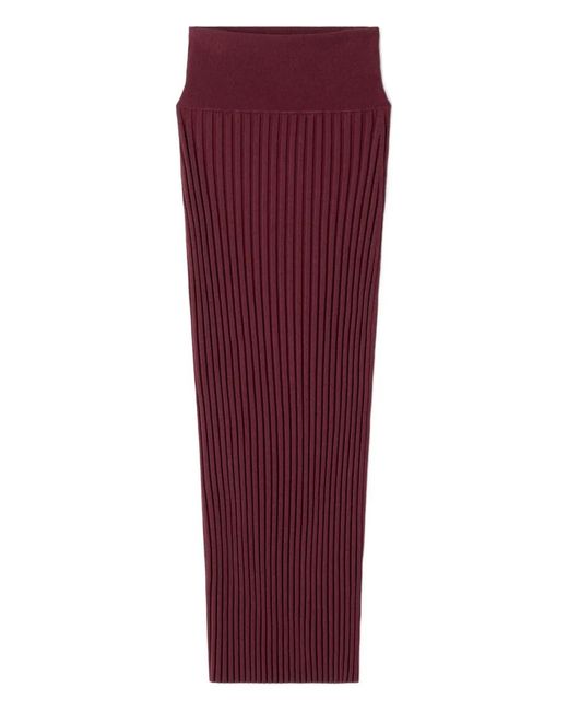 Lanvin Geribbelde Midi-Rok Met Elastische Tailleband in het Red