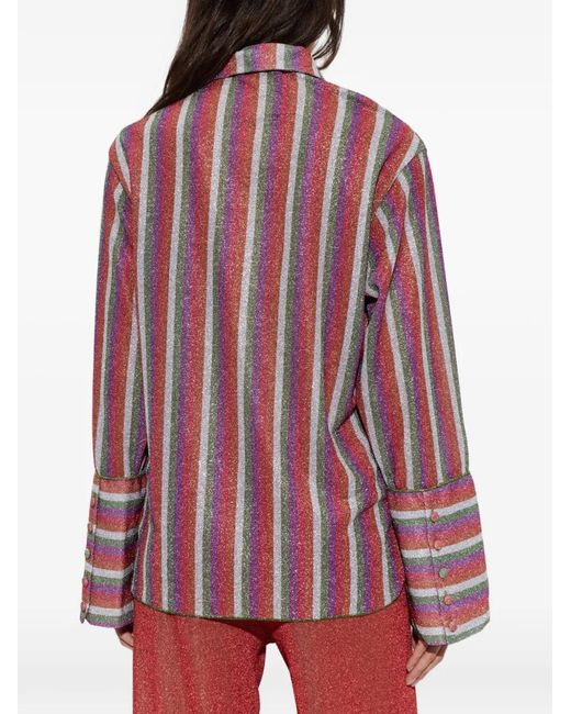 Oseree Red Lumière Striped Lurex-Thread Shirt