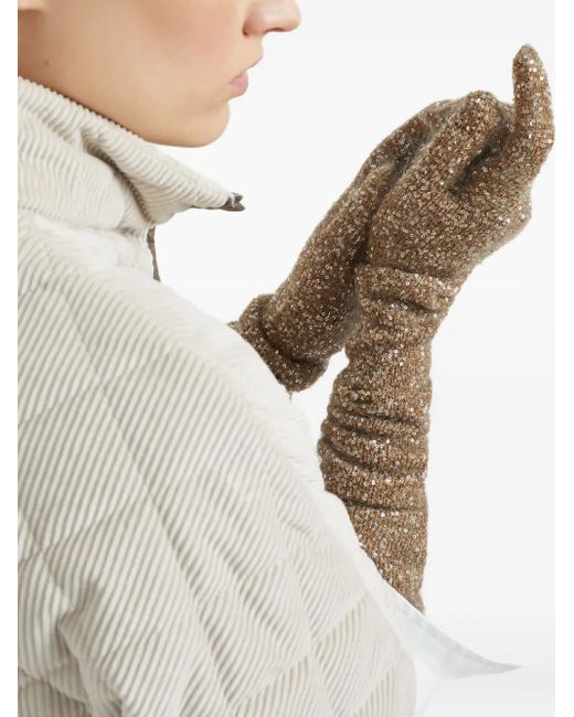 Brunello Cucinelli Natural Long Gloves