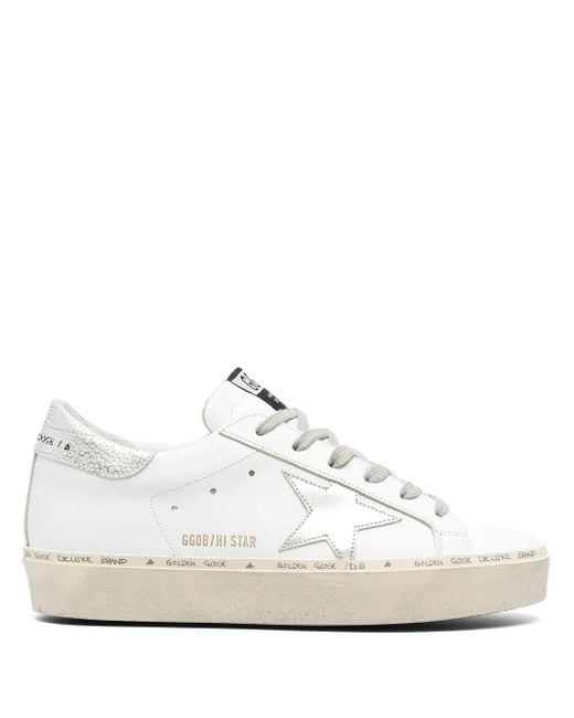 Golden Goose Deluxe Brand White Hi Star Leather Sneakers