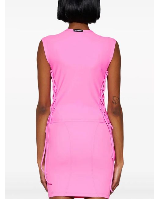 Vetements Pink Lace-Up Crop Top