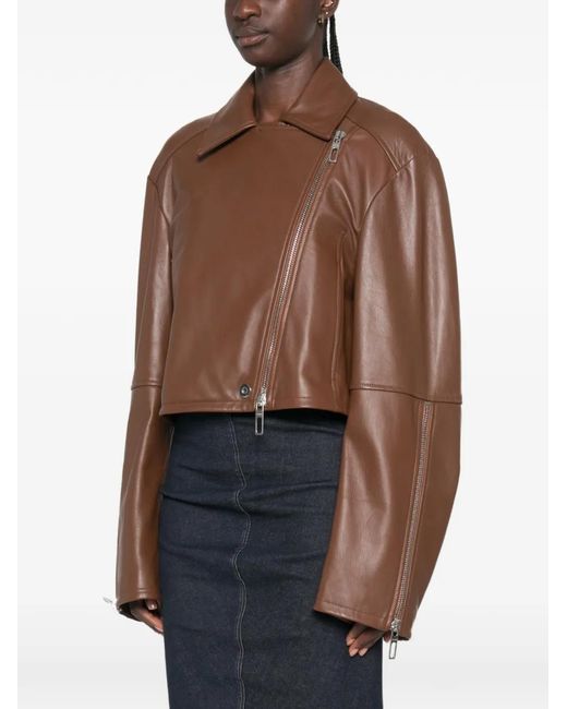Sportmax Multicolor Fringed Cropped Leather Jacket