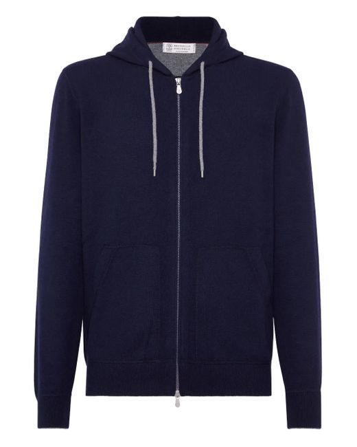 メンズ Brunello Cucinelli ジップアップ カシミアパーカー Blue