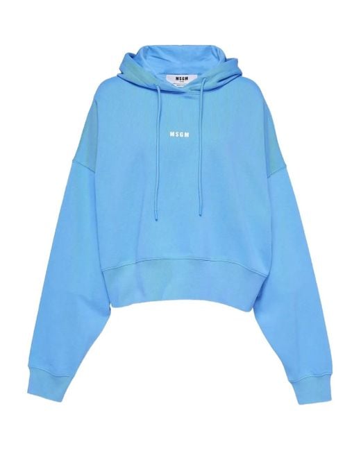 Felpa Con Cappuccio E Logo di MSGM in Blue