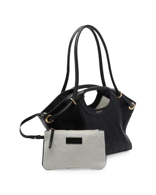 Balmain Black Sac À Main Matelassé Médium
