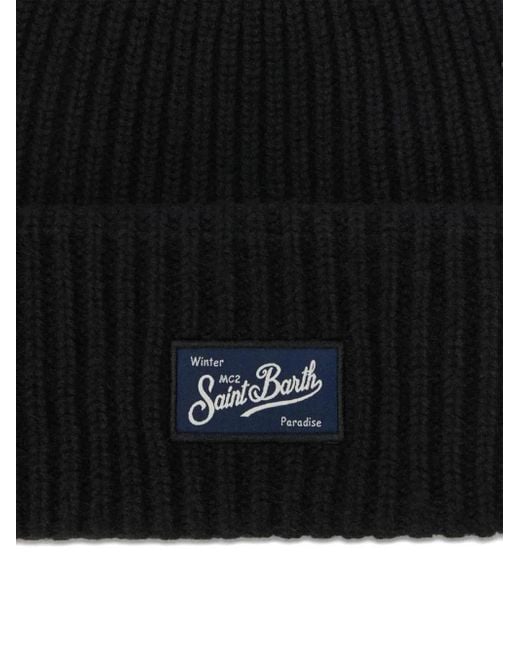 Mc2 Saint Barth Black Berry Ribbed Beanie for men