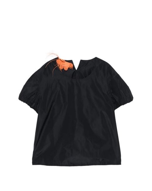 Susanne Bommer Black Blouse À Manches Bouffantes