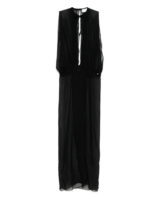 Monot Black Ärmelloses Maxikleid mit Sheer-Effekt