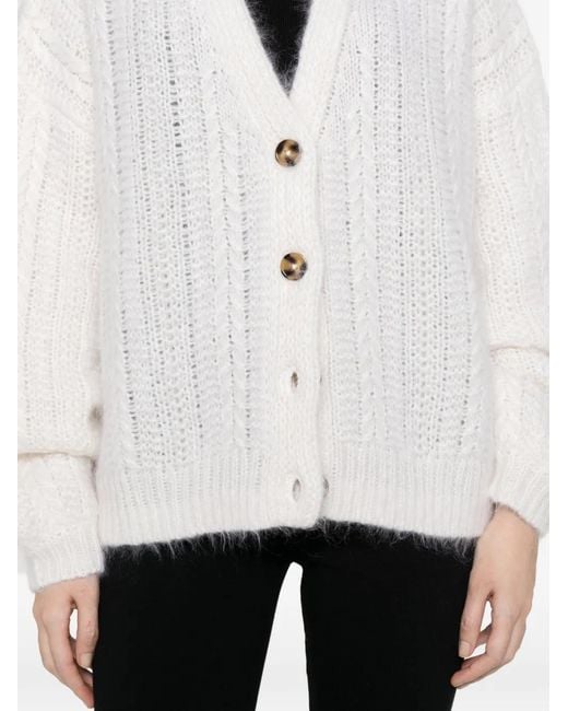 Soft Goat White Cardigan À Boutonnière