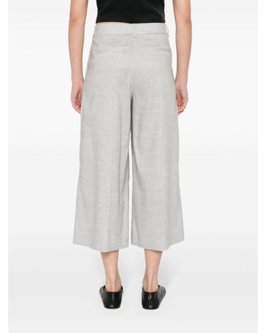 Peserico Gray Wide-leg Cropped Trousers