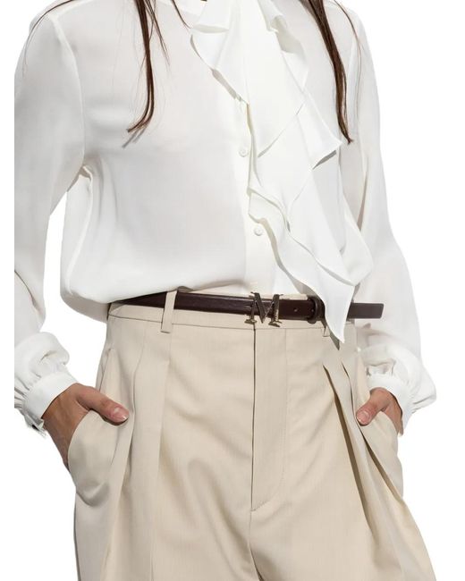 Max Mara White Logo-Plaque Leather Belt